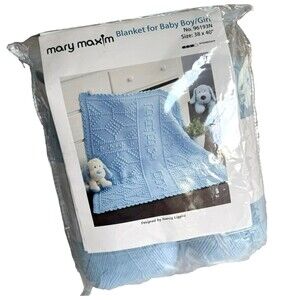 Crochet Kit Mary Maxim Baby Blanket No 96193N Boy/Girl Yarn+Pattern 38 x 40" NEW